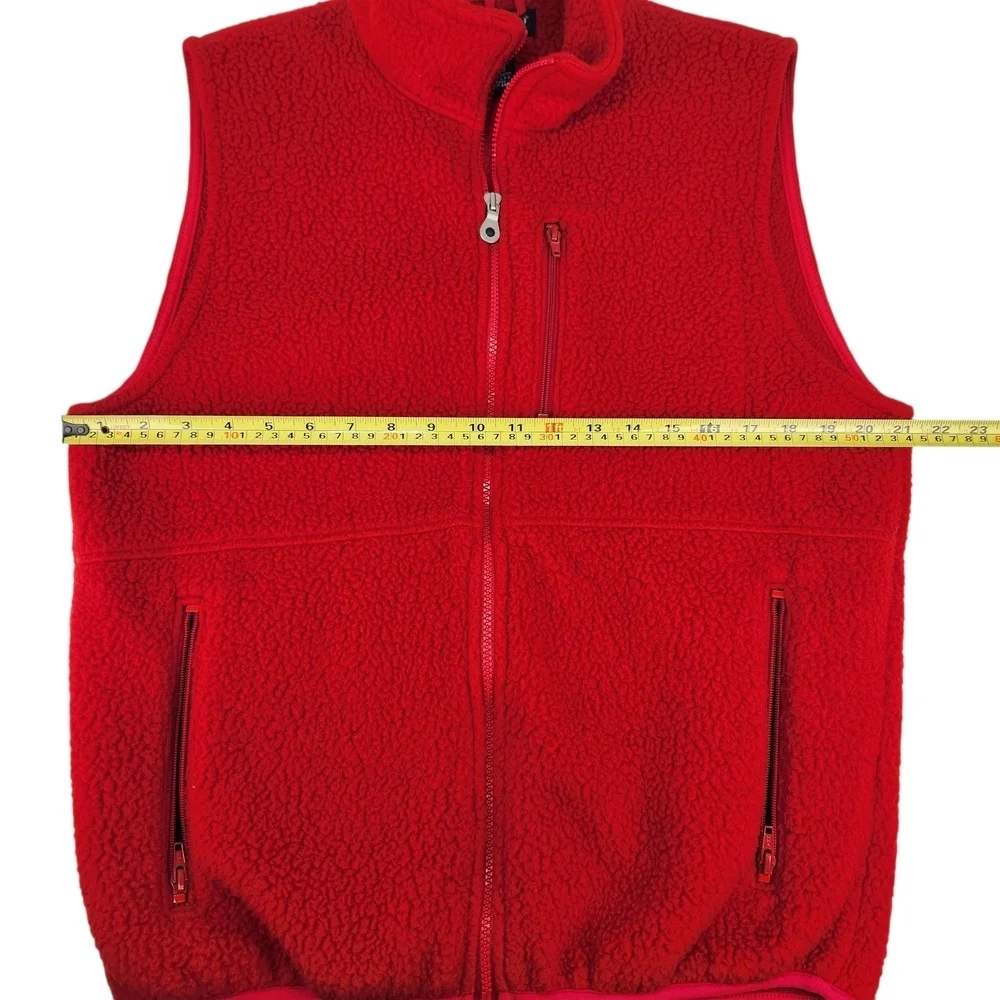 Land's End Men's Vintage Sherpa Fleece Polartec Vest Red Medium 90s Classic